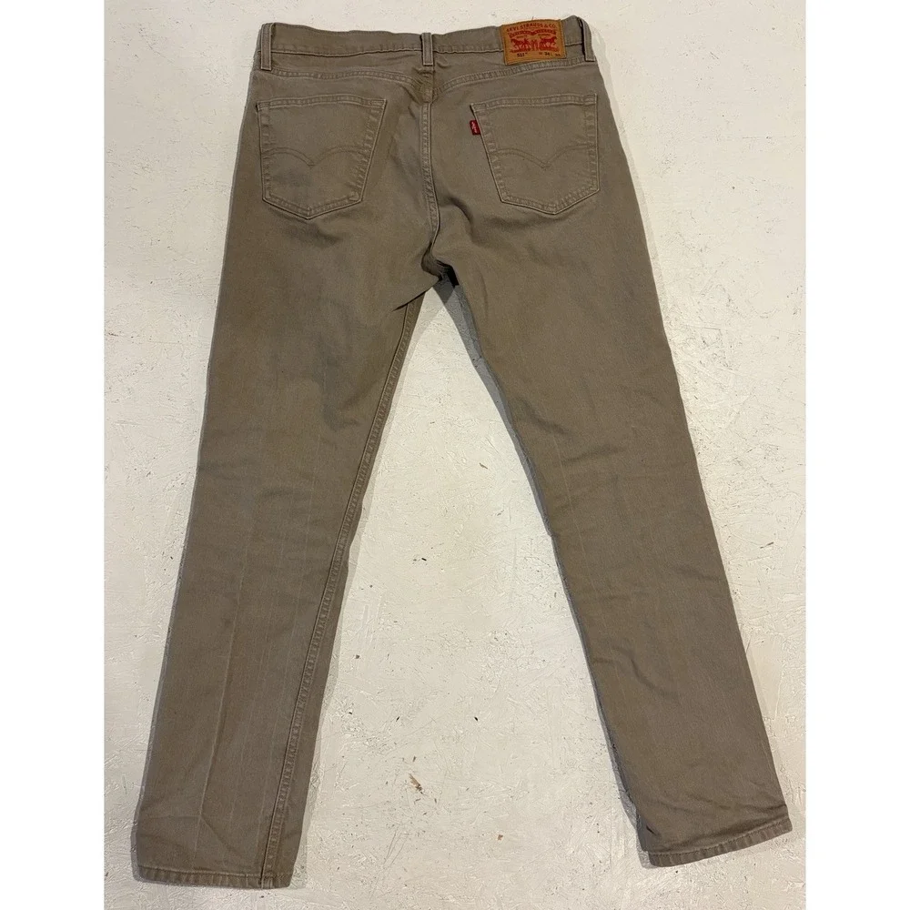 Levi's 511 Slim Fit Jeans Mens 34x32 Khaki Tan Denim Stretch Casual Modern Pants